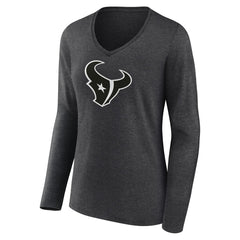 Houston Texans Women's Personalized Name & Number Monochrome V-neck T-Shirt Charcoal | NFL