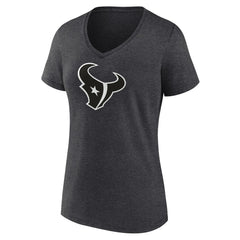 Houston Texans Women's Personalized Name & Number Monochrome V-Neck Long Sleeve T-Shirt Charcoal | NFL