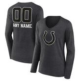 Indianapolis Colts Women's Personalized Name & Number Monochrome V-neck T-Shirt Charcoal | NFL