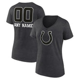 Indianapolis Colts Women's Personalized Name & Number Monochrome V-Neck Long Sleeve T-Shirt Charcoal | NFL