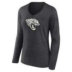 Jacksonville Jaguars Women's Personalized Name & Number Monochrome V-neck T-Shirt Charcoal | NFL