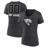 Jacksonville Jaguars Women's Personalized Name & Number Monochrome V-Neck Long Sleeve T-Shirt Charcoal | NFL