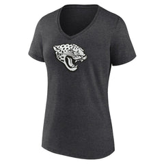 Jacksonville Jaguars Women's Personalized Name & Number Monochrome V-Neck Long Sleeve T-Shirt Charcoal | NFL