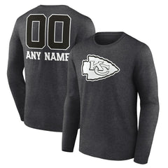 Kansas City Chiefs Personalized Name & Number Monochrome Long Sleeve T-Shirt Charcoal | NFL