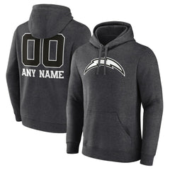 Los Angeles Chargers Personalized Name & Number Monochrome Pullover Hoodie Charcoal | NFL