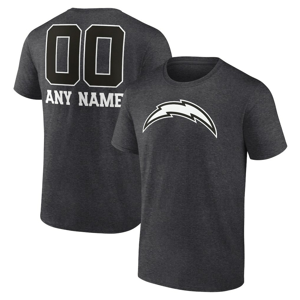 Los Angeles Chargers Personalized Name & Number Monochrome T-Shirt Charcoal | NFL