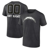 Los Angeles Chargers Personalized Name & Number Monochrome T-Shirt Charcoal | NFL