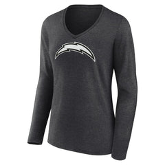 Los Angeles Chargers Women's Personalized Name & Number Monochrome V-neck T-Shirt Charcoal | NFL