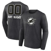 Miami Dolphins Personalized Name & Number Monochrome Long Sleeve T-Shirt Charcoal | NFL