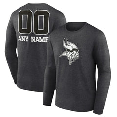 Minnesota Vikings Personalized Name & Number Monochrome Long Sleeve T-Shirt Charcoal | NFL