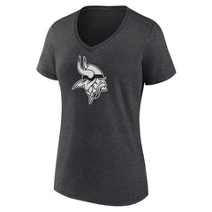 Minnesota Vikings Women's Personalized Name & Number Monochrome V-Neck Long Sleeve T-Shirt Charcoal | NFL