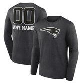 New England Patriots Personalized Name & Number Monochrome Long Sleeve T-Shirt Charcoal | NFL