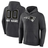 New England Patriots Personalized Name & Number Monochrome Pullover Hoodie Charcoal | NFL