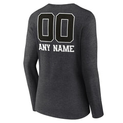 New England Patriots Women's Personalized Name & Number Monochrome V-neck T-Shirt Charcoal | NFL