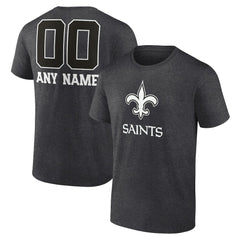 New Orleans Saints Personalized Name & Number Monochrome T-Shirt Charcoal | NFL