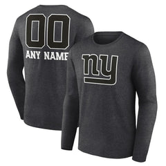 New York Giants Personalized Name & Number Monochrome Long Sleeve T-Shirt Charcoal | NFL