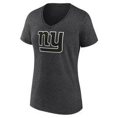 New York Giants Women's Personalized Name & Number Monochrome V-Neck Long Sleeve T-Shirt Charcoal | NFL