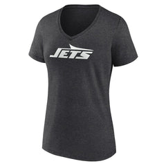 New York Jets Women's Personalized Name & Number Monochrome V-Neck Long Sleeve T-Shirt Charcoal | NFL