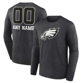 Philadelphia Eagles Personalized Name & Number Monochrome Long Sleeve T-Shirt Charcoal | NFL