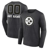 Pittsburgh Steelers Personalized Name & Number Monochrome Long Sleeve T-Shirt Charcoal | NFL