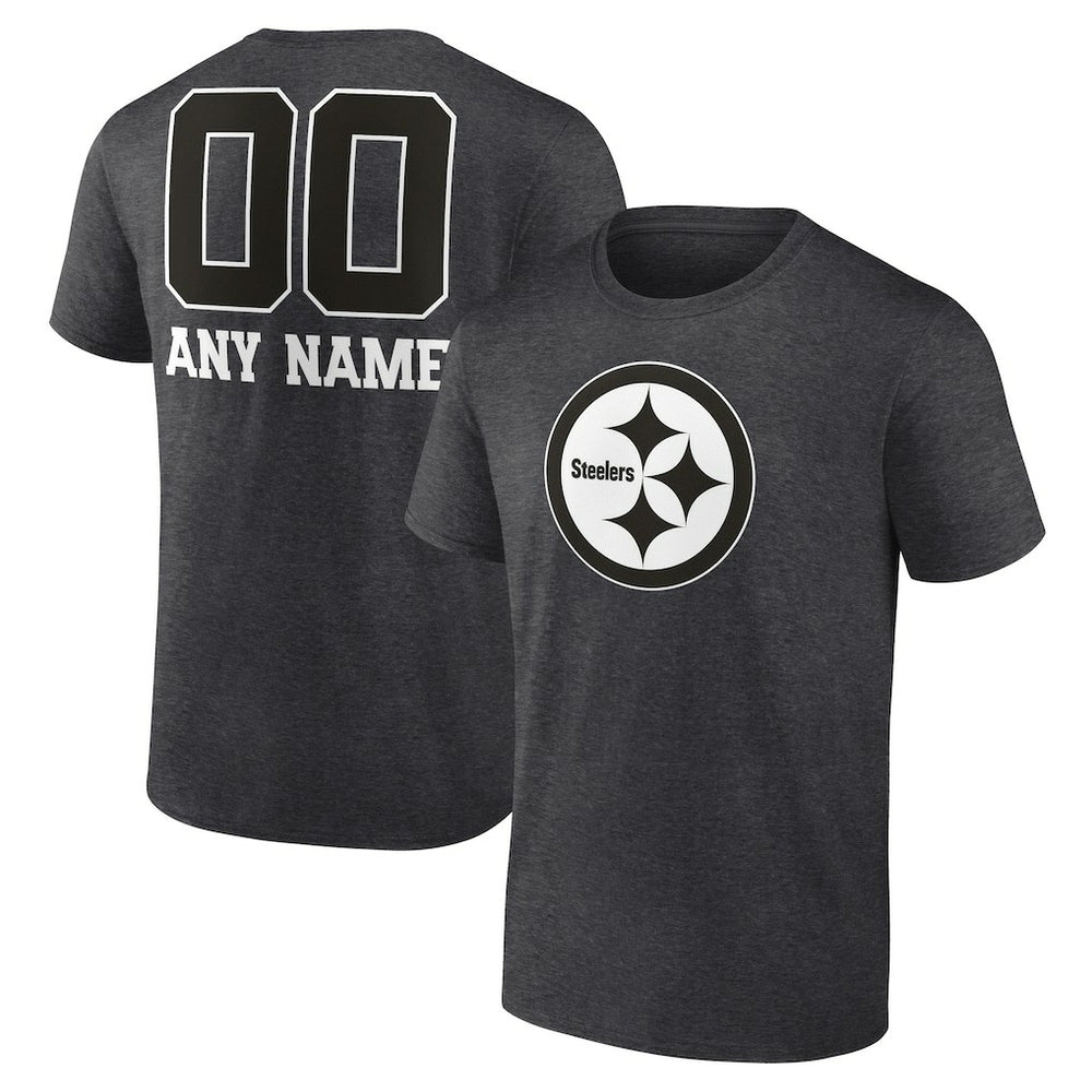 Pittsburgh Steelers Personalized Name & Number Monochrome T-Shirt Charcoal | NFL