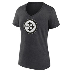 Pittsburgh Steelers Women's Personalized Name & Number Monochrome V-Neck Long Sleeve T-Shirt Charcoal | NFL