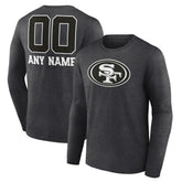 San Francisco 49ers Personalized Name & Number Monochrome Long Sleeve T-Shirt Charcoal | NFL