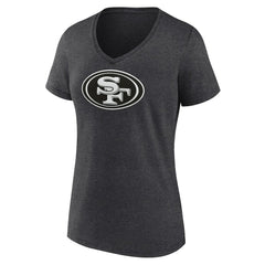 San Francisco 49ers Women's Personalized Name & Number Monochrome V-Neck Long Sleeve T-Shirt Charcoal | NFL