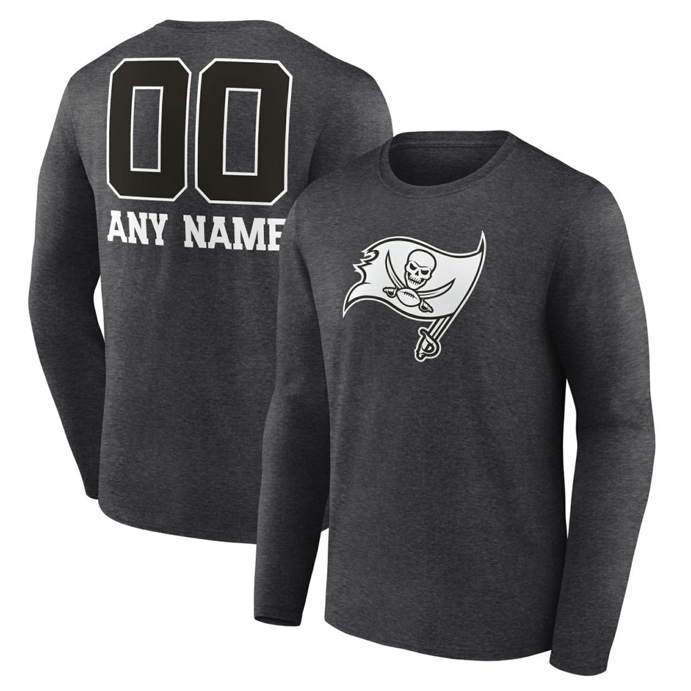 Tampa Bay Buccaneers Personalized Name & Number Monochrome Long Sleeve T-Shirt Charcoal | NFL