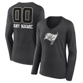 Tampa Bay Buccaneers Women's Personalized Name & Number Monochrome V-neck T-Shirt Charcoal | NFL