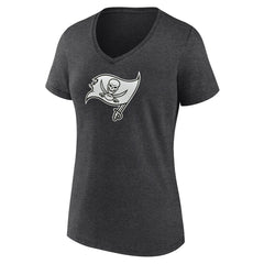 Tampa Bay Buccaneers Women's Personalized Name & Number Monochrome V-Neck Long Sleeve T-Shirt Charcoal | NFL