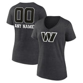 Washington Commanders Women's Personalized Name & Number Monochrome V-Neck Long Sleeve T-Shirt Charcoal | NFL