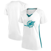 Miami Dolphins Women's Plus Size Glitter Lace-Up V- Neck T-Shirt White | Fanatics