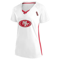 San Francisco 49ers Women's Plus Size Glitter Lace-Up V- Neck T-Shirt White | Fanatics