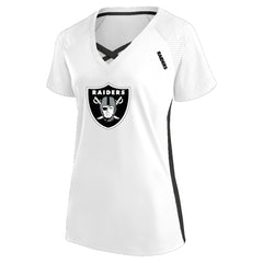 Las Vegas Raiders Women's Plus Size Glitter Lace-Up V- Neck T-Shirt White | Fanatics