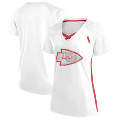Kansas City Chiefs Women's Plus Size Glitter Lace-Up V- Neck T-Shirt White | Fanatics