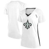 New Orleans Saints Women's Plus Size Glitter Lace-Up V- Neck T-Shirt White | Fanatics