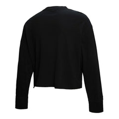 New York Knicks Women's Hardwood Classics Studded Boxy Cropped Long Sleeve T-Shirt Black - NBA