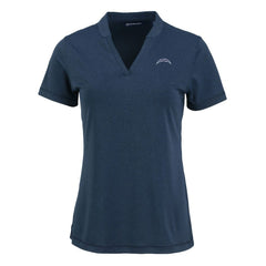 Los Angeles Chargers Cutter & Buck Women's Forge Stretch Blade DryTec V-Neck Polo Heather Navy | NFL