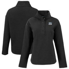Cincinnati Bengals Cutter & Buck Women's Hunts Point Eco Half-Snap Sweatshirt Black | NFL