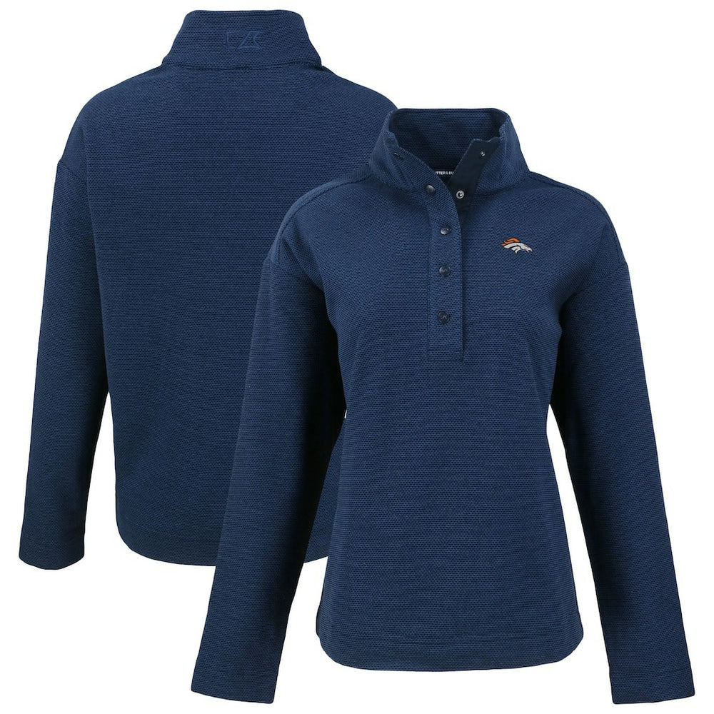 Denver Broncos Cutter & Buck Women's Hunts Point Eco Half-Snap Sweatshirt Navy | NFL
