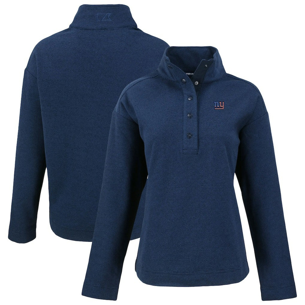 New York Giants Cutter & Buck Women's Hunts Point Eco Half-Snap Sweatshirt Navy | NFL