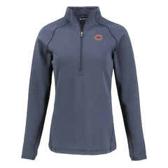 Chicago Bears Cutter & Buck Women's Peshastin Eco Fleece Recycled Tri-Blend Raglan Half-Zip Jacket Heather Navy | NFL