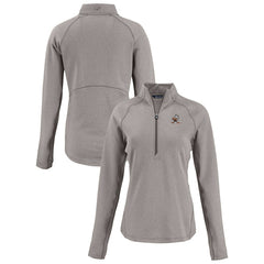 Cleveland Browns Cutter & Buck Women's Peshastin Eco Fleece Recycled Tri-Blend Raglan Half-Zip Jacket Heather Gray | NFL