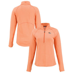 Denver Broncos Cutter & Buck Women's Peshastin Eco Fleece Recycled Tri-Blend Raglan Half-Zip Jacket Heather Orange | NFL