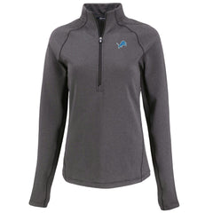 Detroit Lions Cutter & Buck Women's Peshastin Eco Fleece Recycled Tri-Blend Raglan Half-Zip Jacket Heather Black | NFL