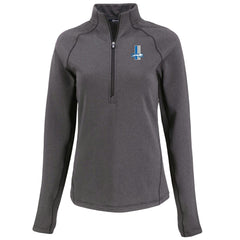 Detroit Lions Cutter & Buck Women's Peshastin Eco Fleece Recycled Tri-Blend Raglan Half-Zip Jacket Heather Black | NFL