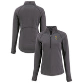 Green Bay Packers Cutter & Buck Women's Peshastin Eco Fleece Recycled Tri-Blend Raglan Half-Zip Jacket Heather Black | NFL