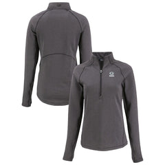 Green Bay Packers Cutter & Buck Women's Peshastin Eco Fleece Recycled Tri-Blend Raglan Half-Zip Jacket Heather Black | NFL