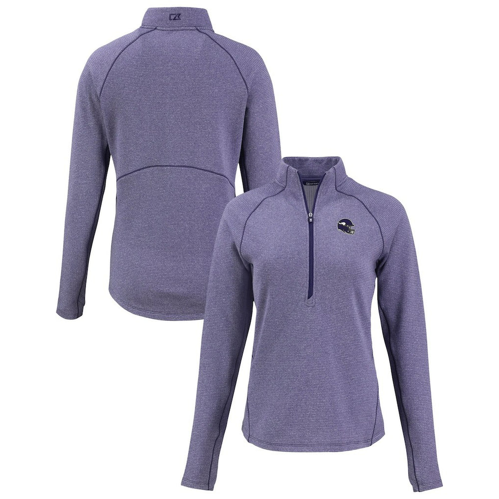 Minnesota Vikings Cutter & Buck Women's Peshastin Eco Fleece Recycled Tri-Blend Raglan Half-Zip Jacket Heather Purple | NFL